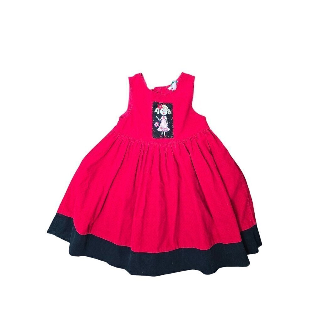 Vintage 80s 90s Red Corduroy Girls Dress